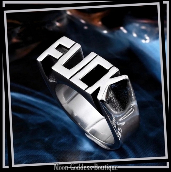 FUČK Ring – Solid Stainless Steel Punk Biker Statement | Unisex Size 11 & 12 - Picture 5 of 7